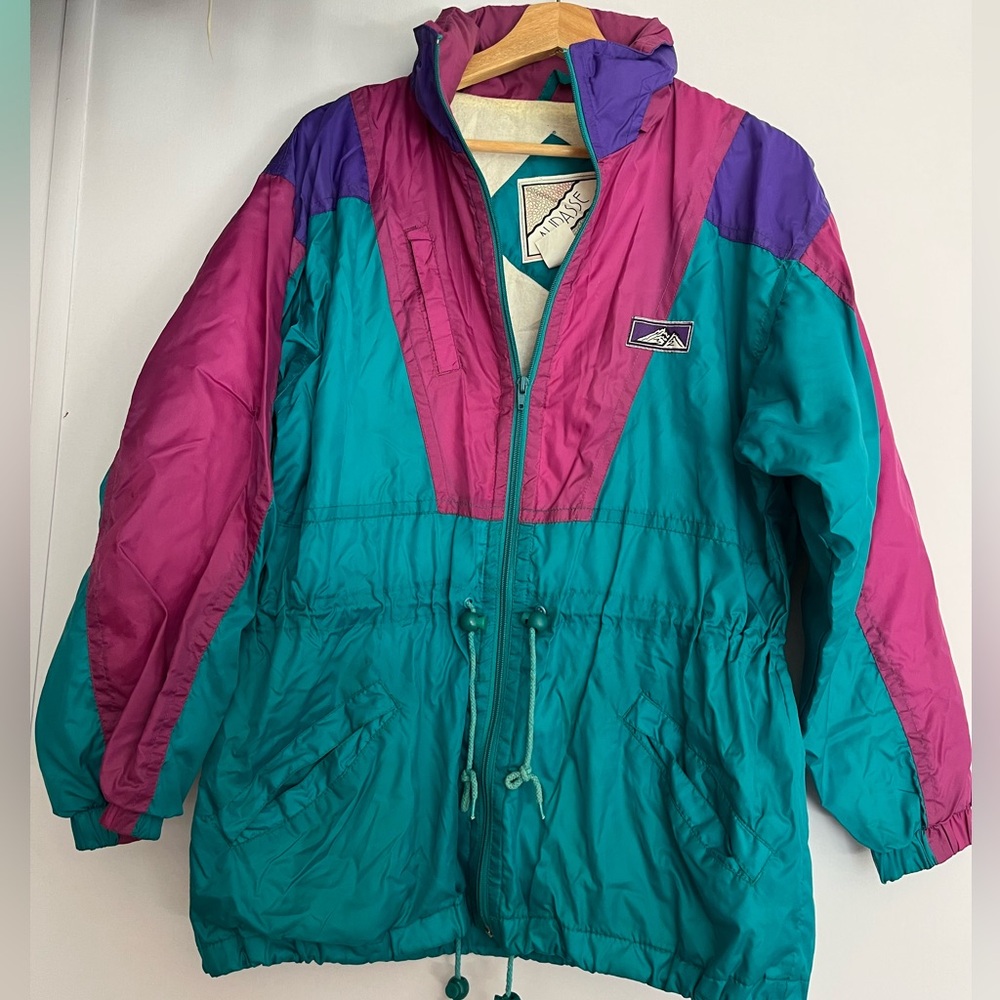 Vintage Teal & Magenta Ski Jacket 100% Cotton